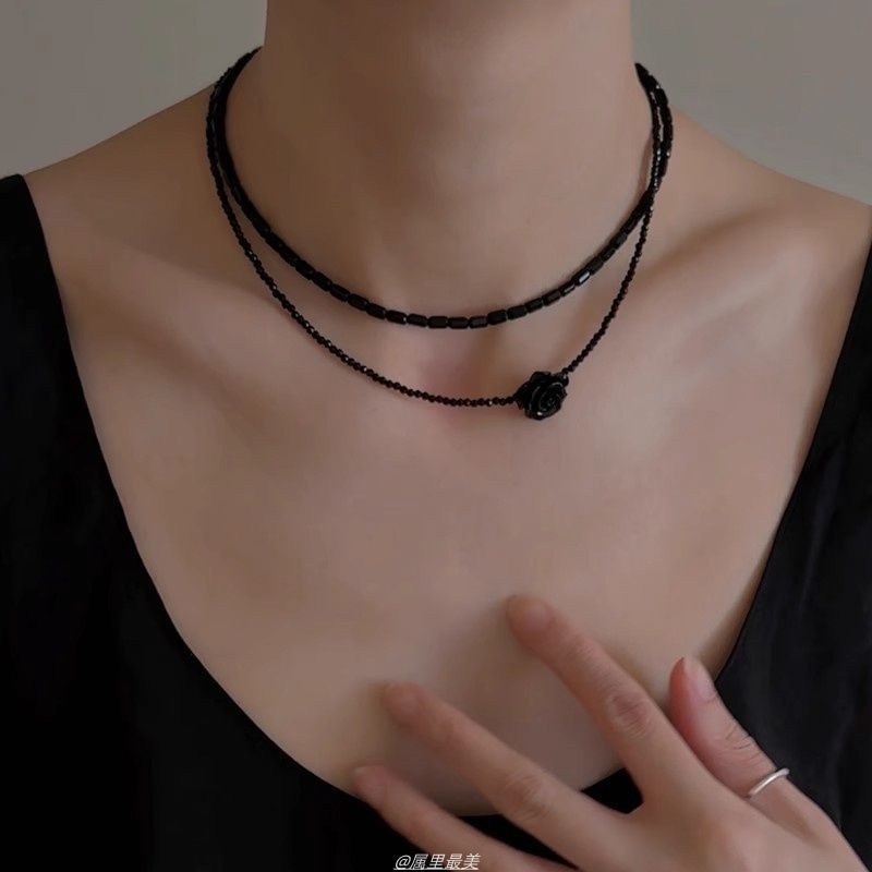 Layered Choker Gemstone Bead Faux