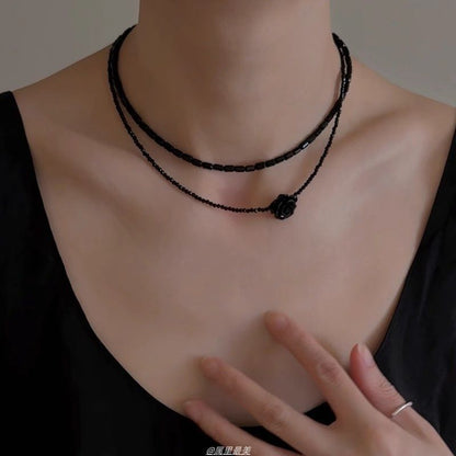 Layered Choker Gemstone Bead Faux