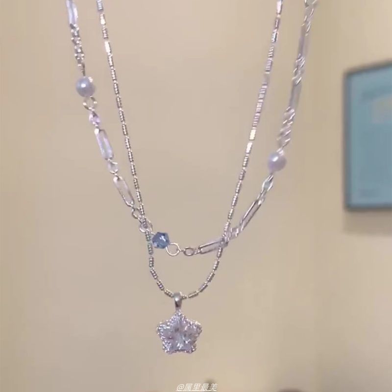 Star Faux Layered Choker Crystal Pendant Alloy