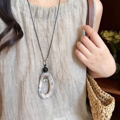 Pendant Necklace Cord Hoop Irregular Resin