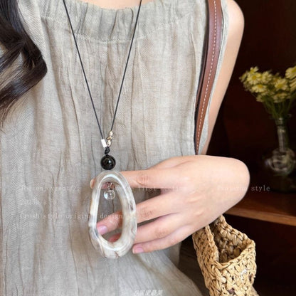 Pendant Necklace Cord Hoop Irregular Resin