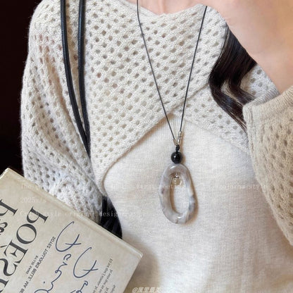 Pendant Necklace Cord Hoop Irregular Resin