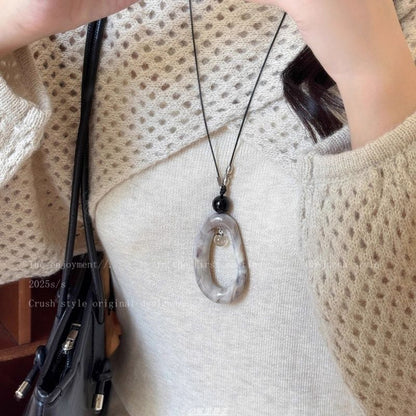 Pendant Necklace Cord Hoop Irregular Resin