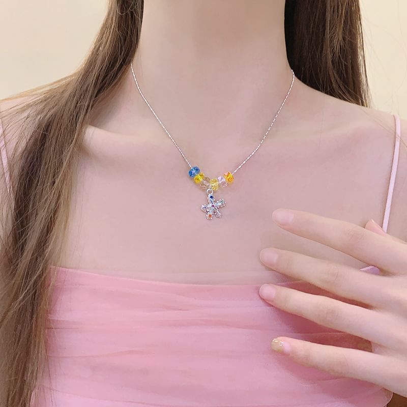 Alloy Pendant Choker Faux Crystal Star