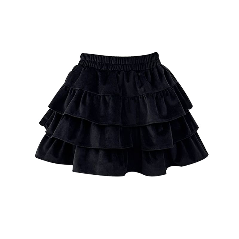 Solid Layered Mini Skirt with High Waist
