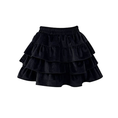 Solid Layered Mini Skirt with High Waist