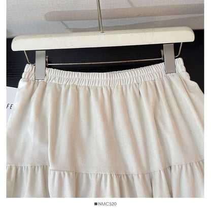Solid Cut-Out Tiered Maxi A-Line Skirt with High Waist