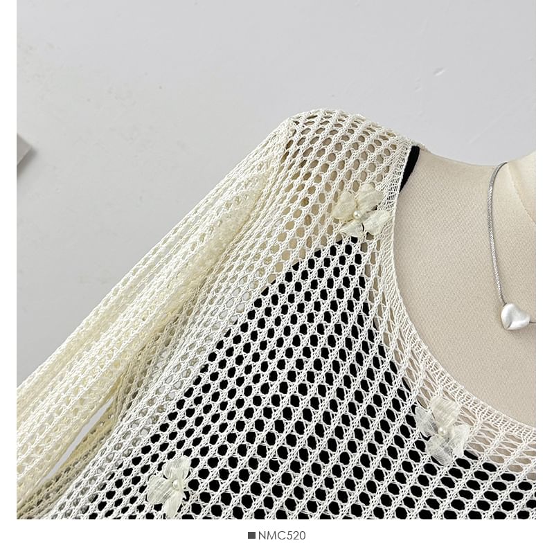 Set: Loose-Fit Dress Spaghetti Top Knit Crochet + Plain Sleeve Strap Long Maxi