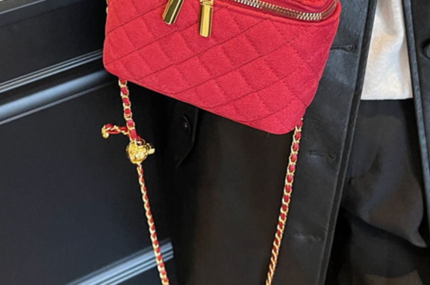 Faux Strap Crossbody Leather Quilted Chain Bag
