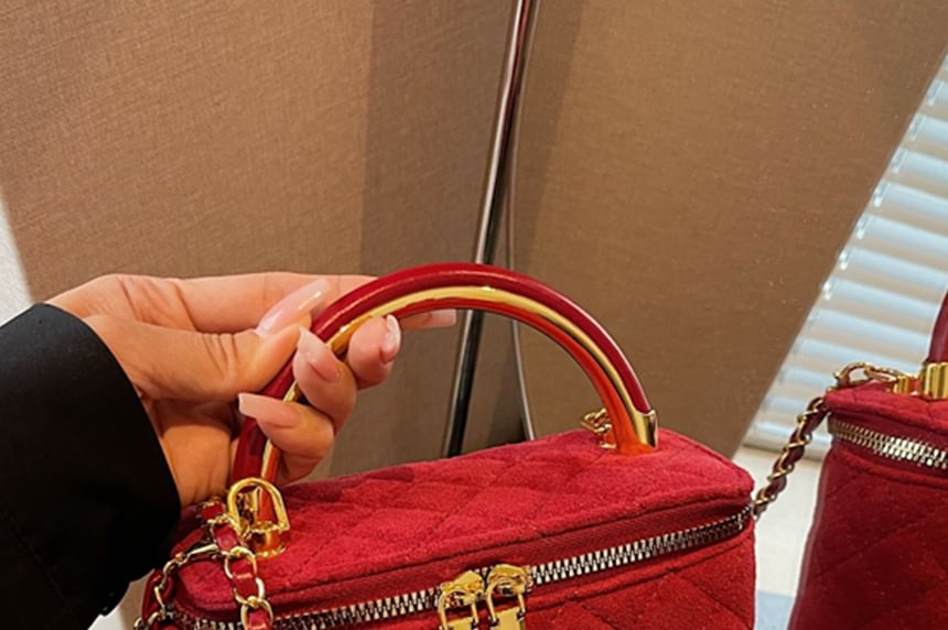 Faux Strap Crossbody Leather Quilted Chain Bag