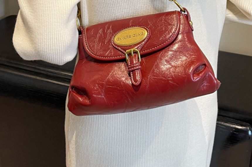 Faux Crossbody Buckled Bag Leather Flap