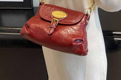 Faux Crossbody Buckled Bag Leather Flap