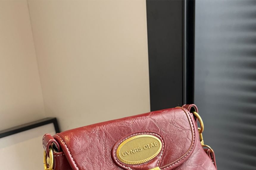 Faux Crossbody Buckled Bag Leather Flap