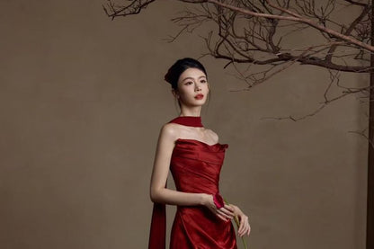 Strapless Floral Jacquard Ruched Maxi Sheath Evening Gown