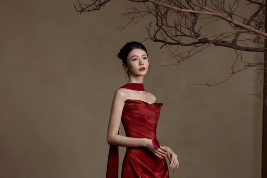 Strapless Floral Jacquard Ruched Maxi Sheath Evening Gown