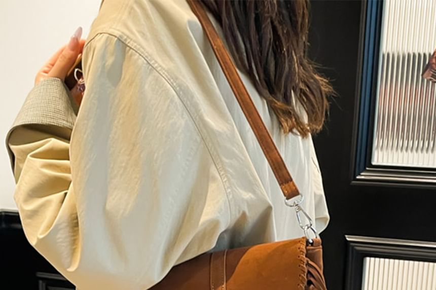 Fringe Saddle Faux Suede Bag Crossbody