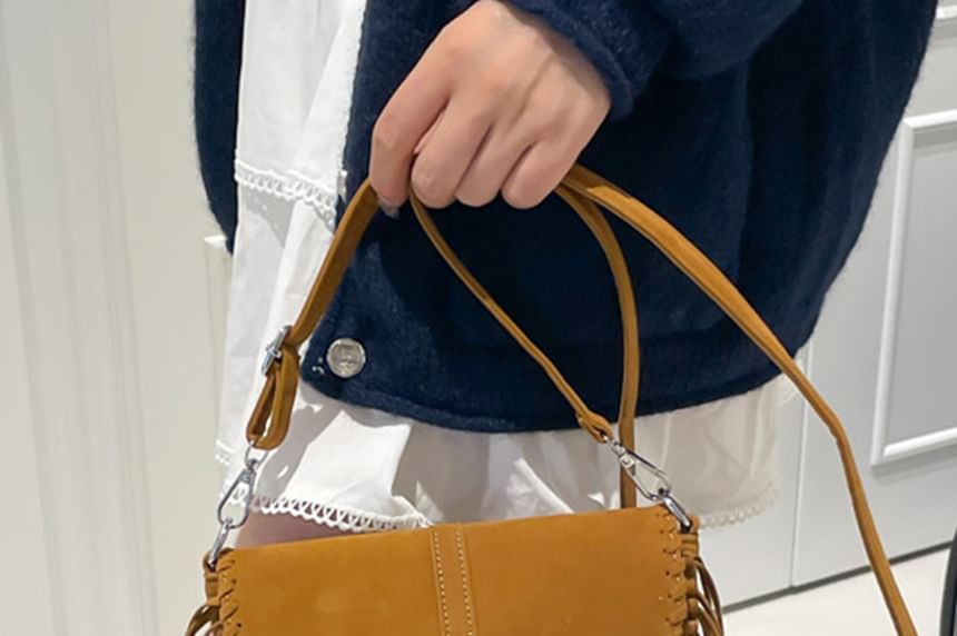 Fringe Saddle Faux Suede Bag Crossbody