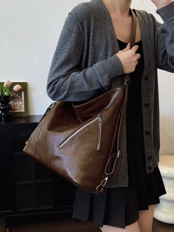 Tote Faux Backpack Leather Zip