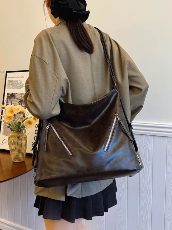 Tote Faux Backpack Leather Zip