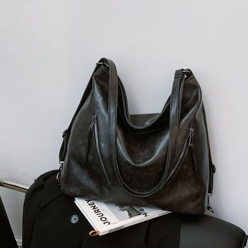 Tote Faux Backpack Leather Zip