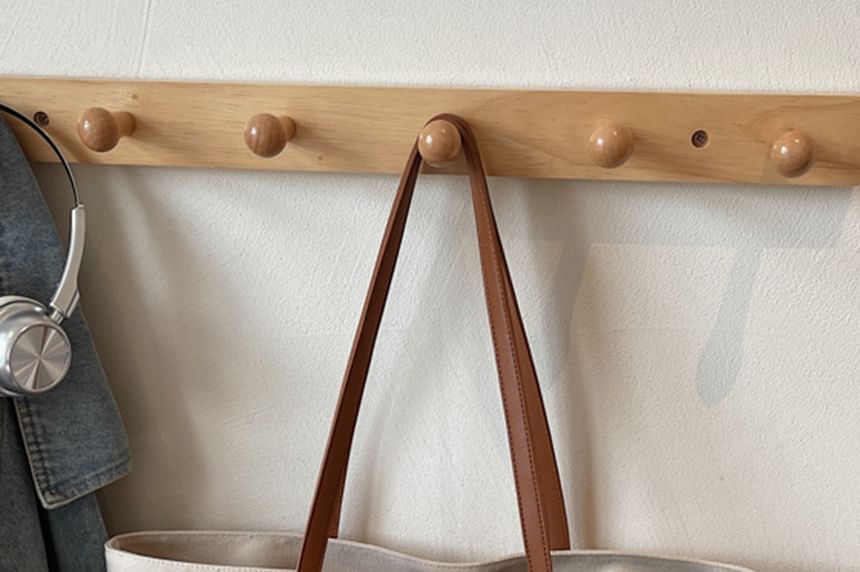 Lettering Tote Bag Striped Embroidered Canvas