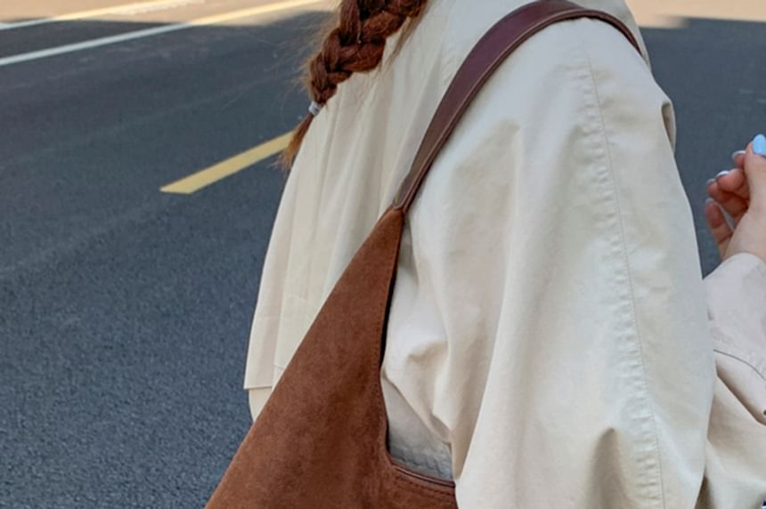 Pouch Bag Suede Faux With Tote