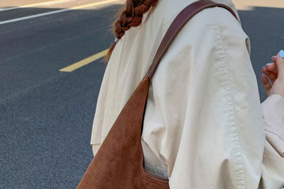 Pouch Bag Suede Faux With Tote