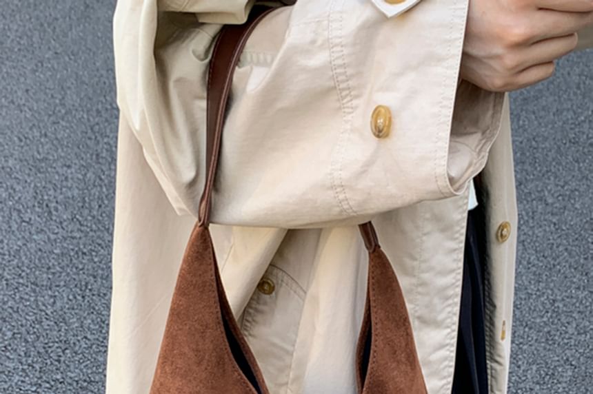 Pouch Bag Suede Faux With Tote