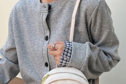 Plaid Flap Faux Backpack Leather