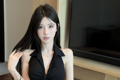 Sleeveless Twisted Crop Top Mini A-Line Skirt