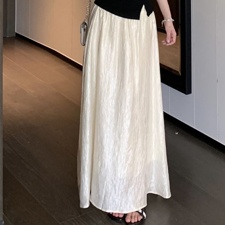 Mandarin Collar Two Tone Lace Top & Maxi Skirt