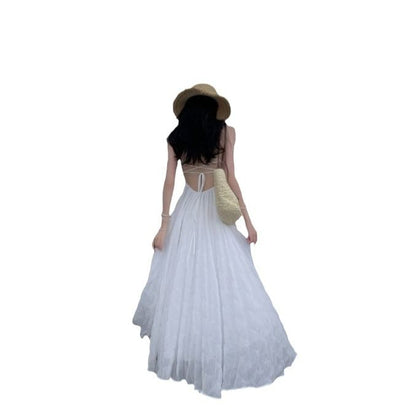 Plain Maxi Textured Strappy Sundress Halter