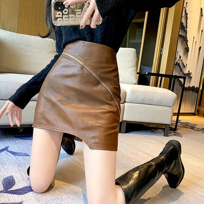 High Waist Plain Mini Skirt