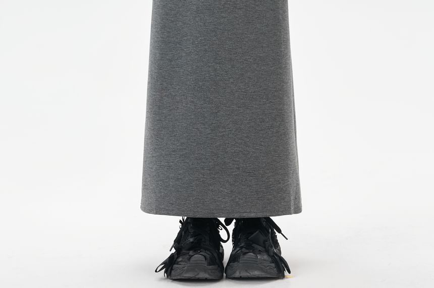 Drawstring Waist Plain Maxi Skirt