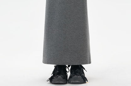 Drawstring Waist Plain Maxi Skirt