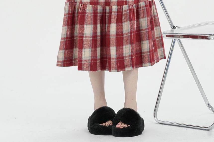 High Rise Plaid Maxi A-Line Skirt