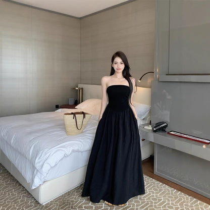 Dress Plain Strapless Maxi A-Line