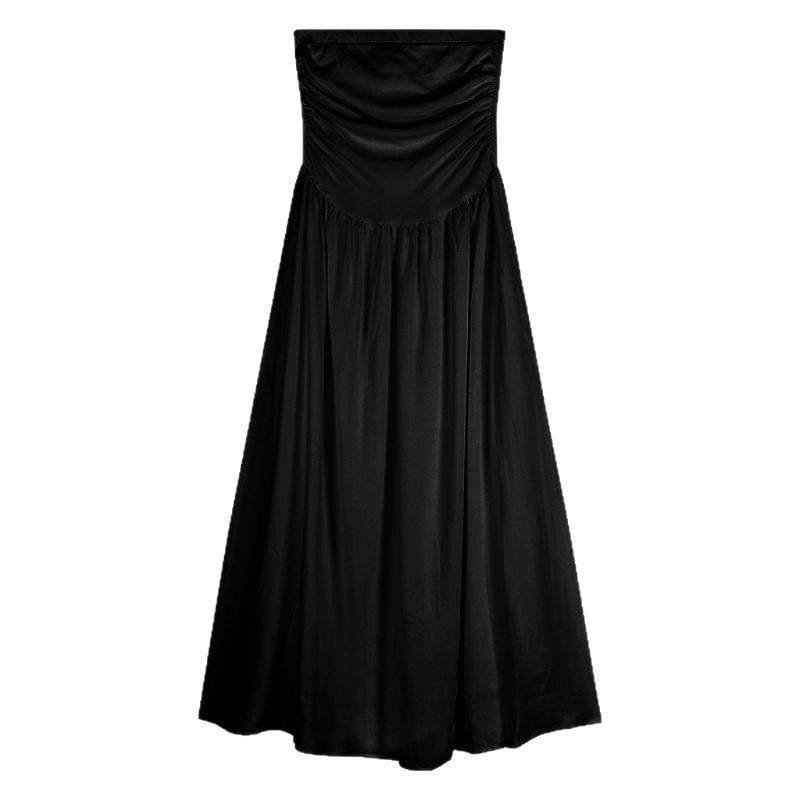 Dress Plain Strapless Maxi A-Line