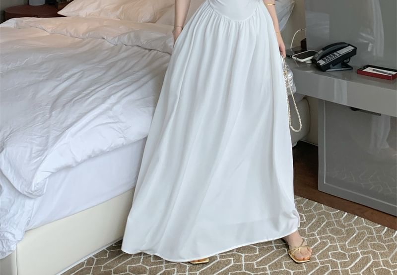 Dress Plain Strapless Maxi A-Line