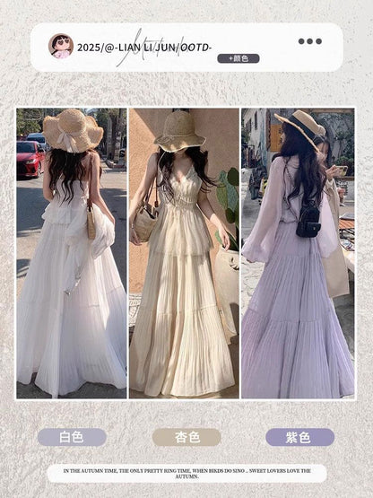 Solid Color Maxi A-Line Skirt with High Waist