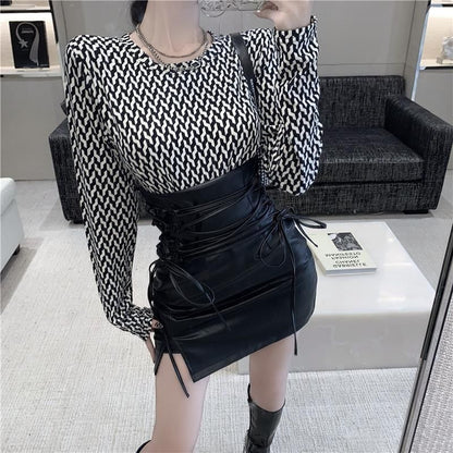 High Waist Faux Leather Lace Up Mini Pencil Skirt