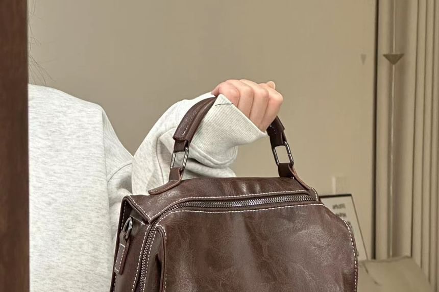 Buckled Leather Backpack Faux