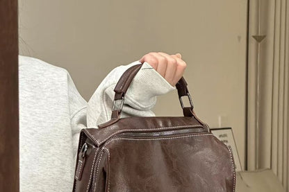 Buckled Leather Backpack Faux