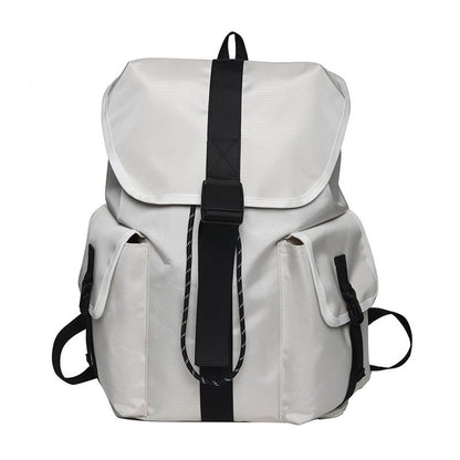 Nylon Plain Buckled Backpack Drawstring Unisex