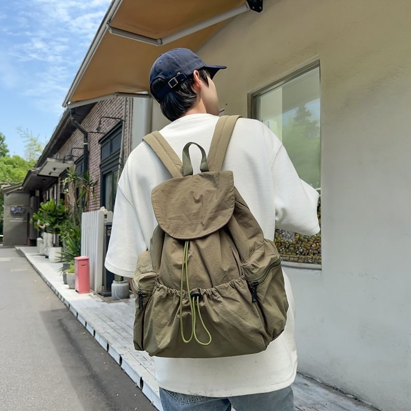 Plain Drawstring Unisex Backpack Nylon