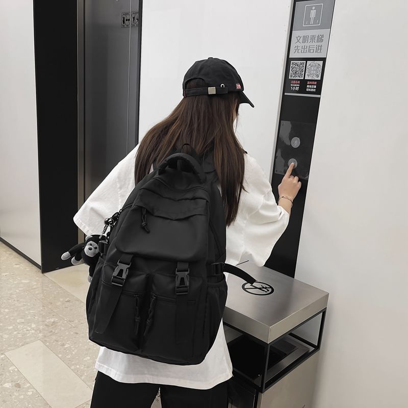 Backpack Buckled Plain Nylon