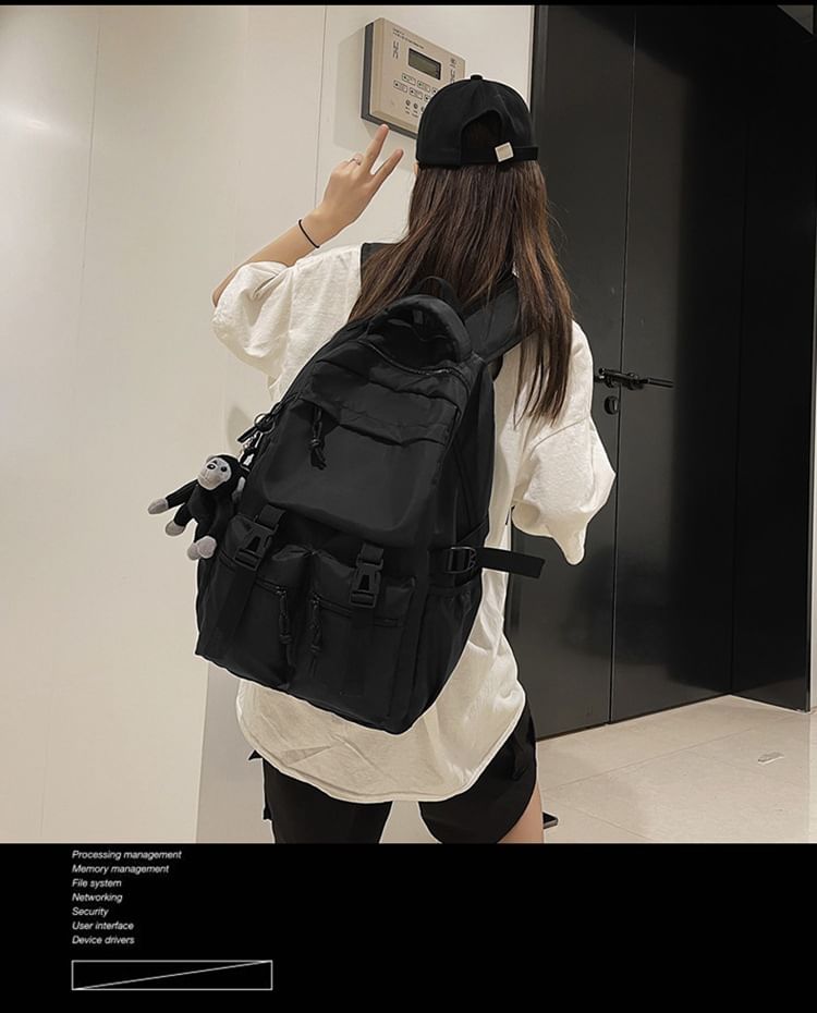 Backpack Buckled Plain Nylon