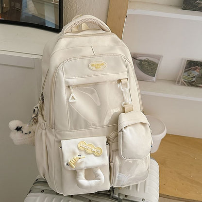 Purse PVC Buckled Panel Applique Nylon With Coin Backpack