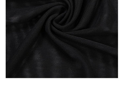 Mock Two-Piece Spaghetti Strap Plain Mesh Panel Maxi A-Line Dress