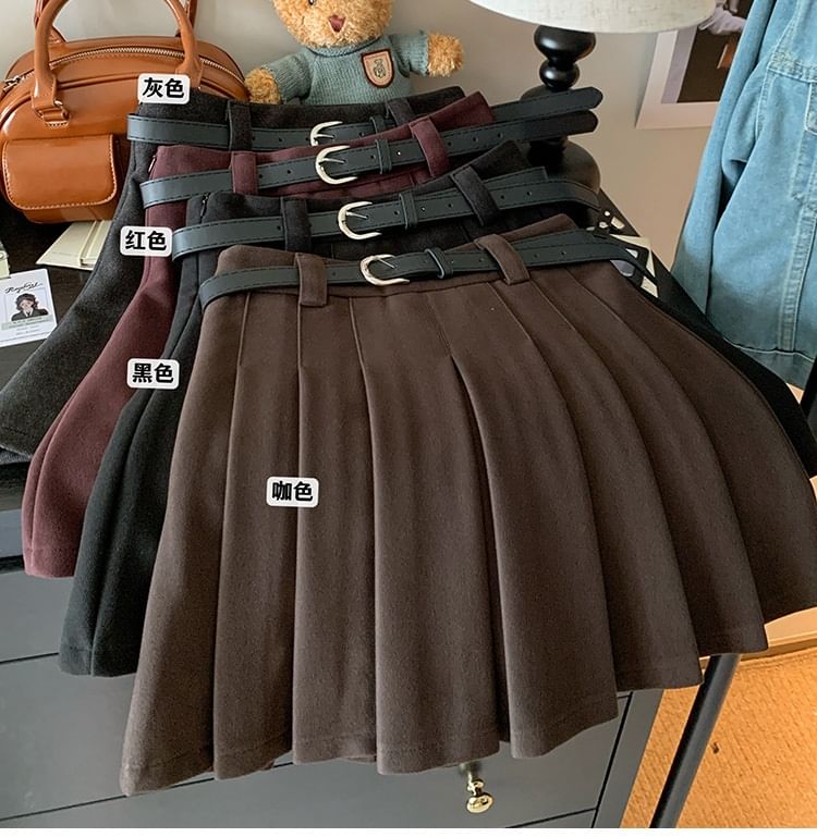 High Rise Pleated Mini A-Line Skirt